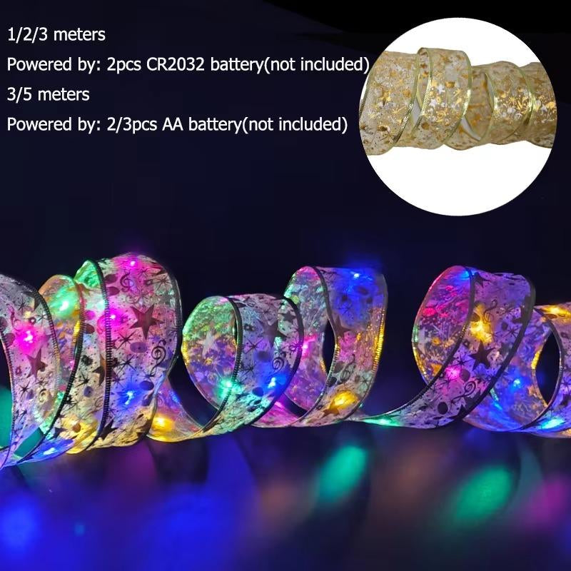 5M Navidad LED Fairy Ribbon Light Christmas Tree Decor LED String Lights Xmas Home Garden Supplies New Year 2025