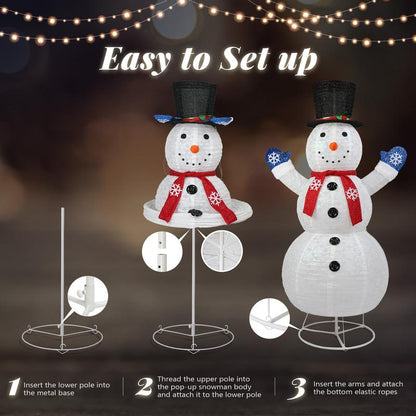 VINGLI 6FT Lighted Snowman Christmas Decorations outside with 200 LED Lights Pop-Up Ornaments for Party Holiday Indoor & Outdoor Use with Ground Stakes