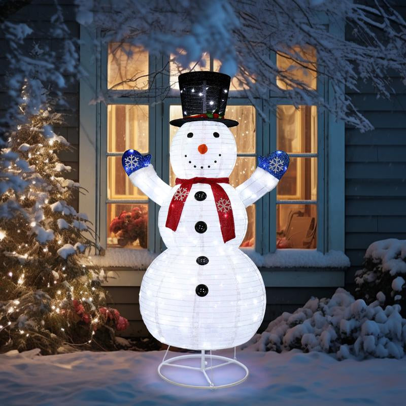 VINGLI 6FT Lighted Snowman Christmas Decorations outside with 200 LED Lights Pop-Up Ornaments for Party Holiday Indoor & Outdoor Use with Ground Stakes