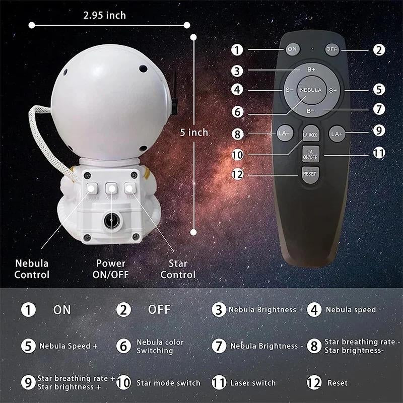 Astronaut Galaxy Light Projector, Space Buddy Projector Night Light for Bedroom with Remote Control, Star Ceiling Projector, Kids Room Decor Aesthetic, for Christmas, Birthdays, Valentine'S Day