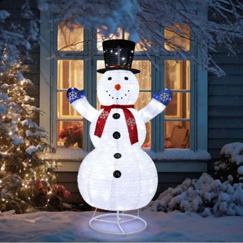 VINGLI 6FT Lighted Snowman Christmas Decorations outside with 200 LED Lights Pop-Up Ornaments for Party Holiday Indoor & Outdoor Use with Ground Stakes