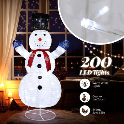 VINGLI 6FT Lighted Snowman Christmas Decorations outside with 200 LED Lights Pop-Up Ornaments for Party Holiday Indoor & Outdoor Use with Ground Stakes