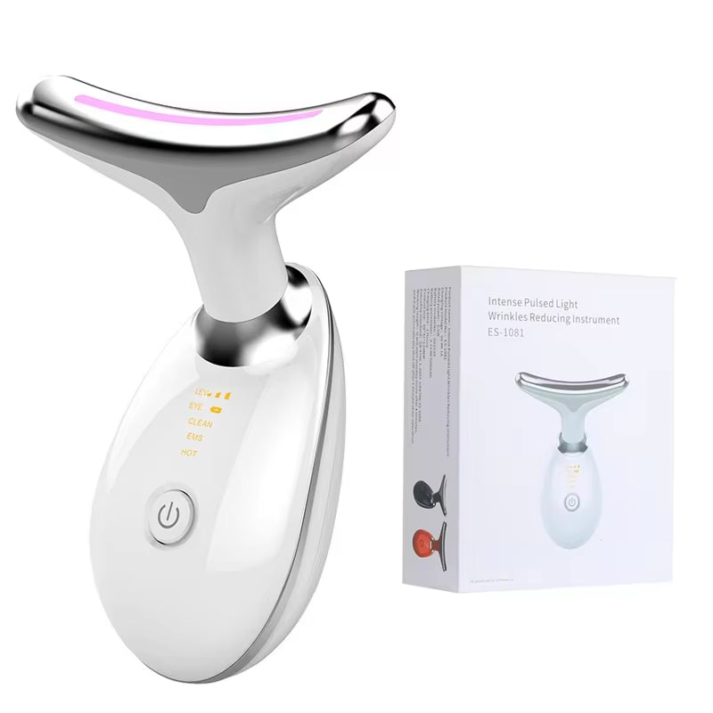 Neck Facial Lifting Device EMS Microcurrent LED Photon Therapy Vibration Face Massager anti Wrinkles Tightening Skin Care Tools