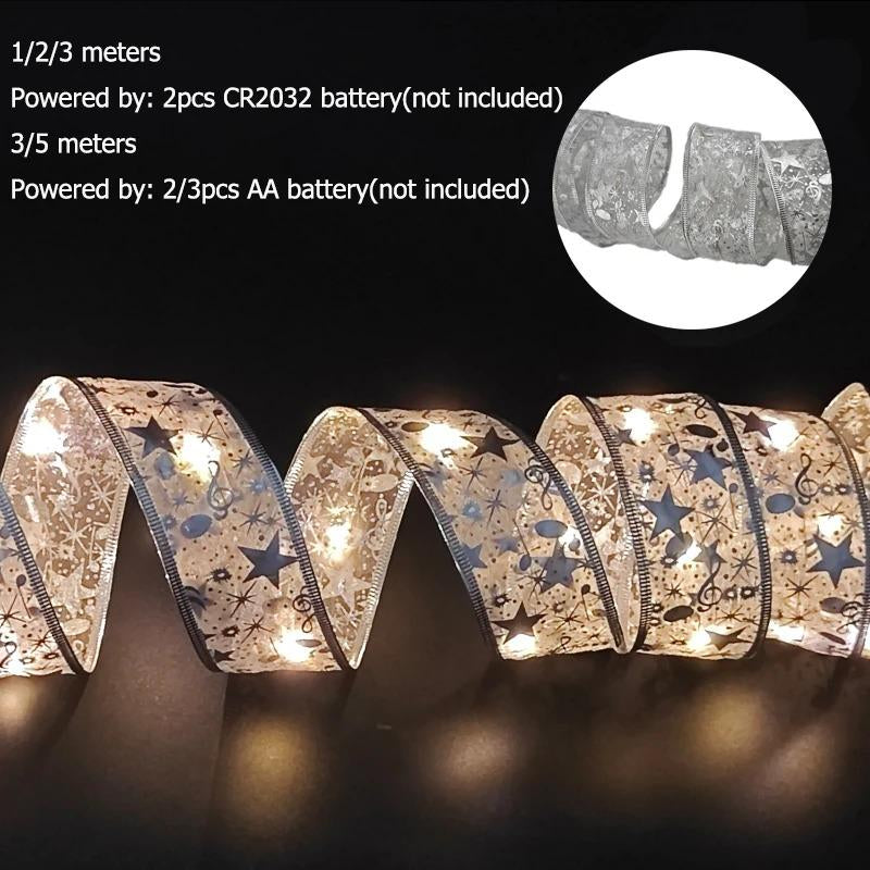 5M Navidad LED Fairy Ribbon Light Christmas Tree Decor LED String Lights Xmas Home Garden Supplies New Year 2025