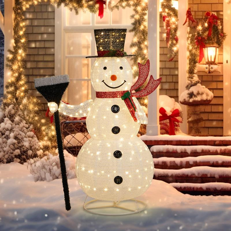 VINGLI 6FT Lighted Snowman Christmas Decorations outside with 200 LED Lights Pop-Up Ornaments for Party Holiday Indoor & Outdoor Use with Ground Stakes