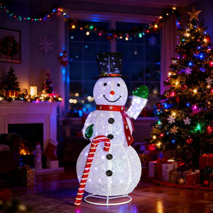 VINGLI 6FT Lighted Snowman Christmas Decorations outside with 200 LED Lights Pop-Up Ornaments for Party Holiday Indoor & Outdoor Use with Ground Stakes
