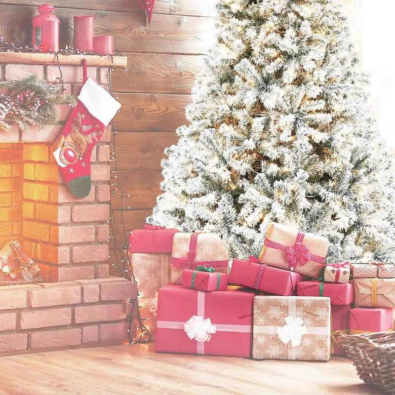 Árbol de navidad nevado artificial con luces de 2 metros