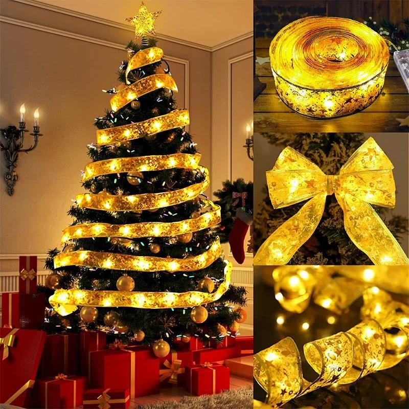 5M Navidad LED Fairy Ribbon Light Christmas Tree Decor LED String Lights Xmas Home Garden Supplies New Year 2025