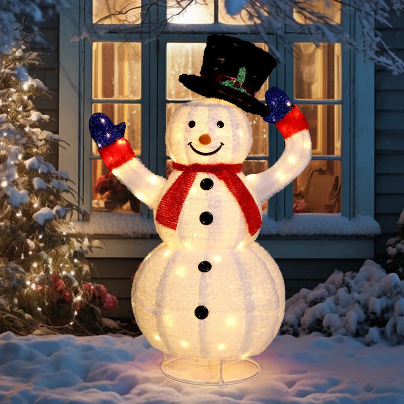 VINGLI 6FT Lighted Snowman Christmas Decorations outside with 200 LED Lights Pop-Up Ornaments for Party Holiday Indoor & Outdoor Use with Ground Stakes