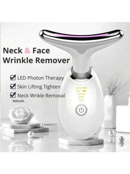 Neck Facial Lifting Device EMS Microcurrent LED Photon Therapy Vibration Face Massager anti Wrinkles Tightening Skin Care Tools
