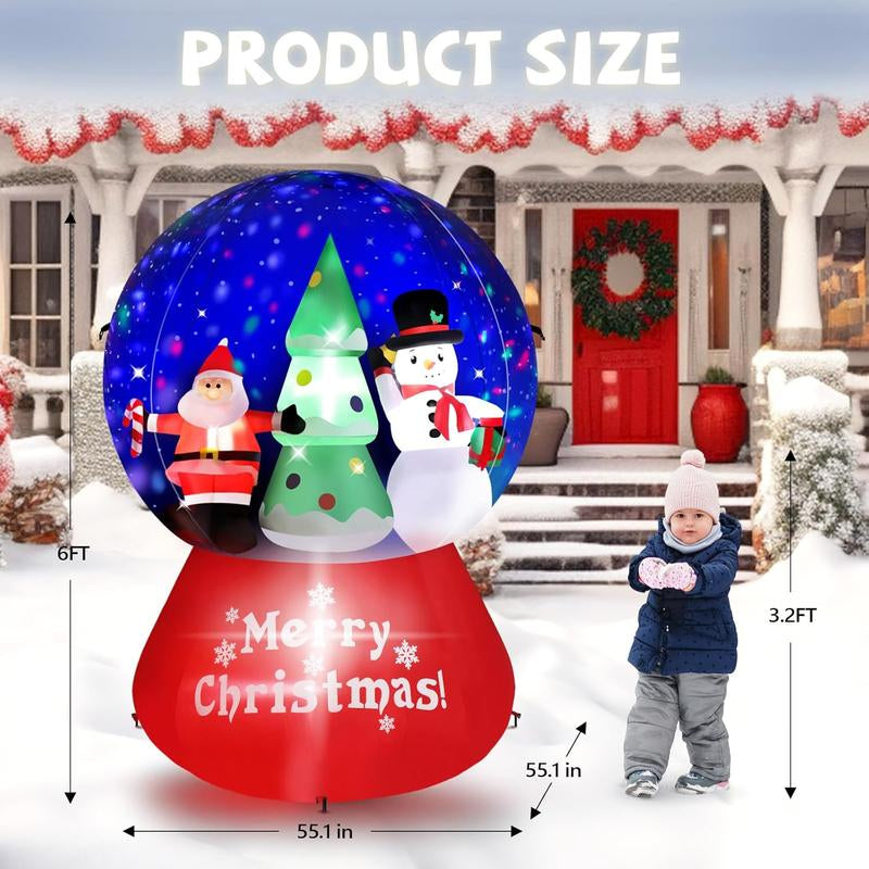 VINGLI 6Ft Tall Christmas Snow Ball Inflatable, Blow up Yard Decoration with Secure Stakes Storage Bag, Electric Blower Fan for Indoor Outdoor Garden Decor