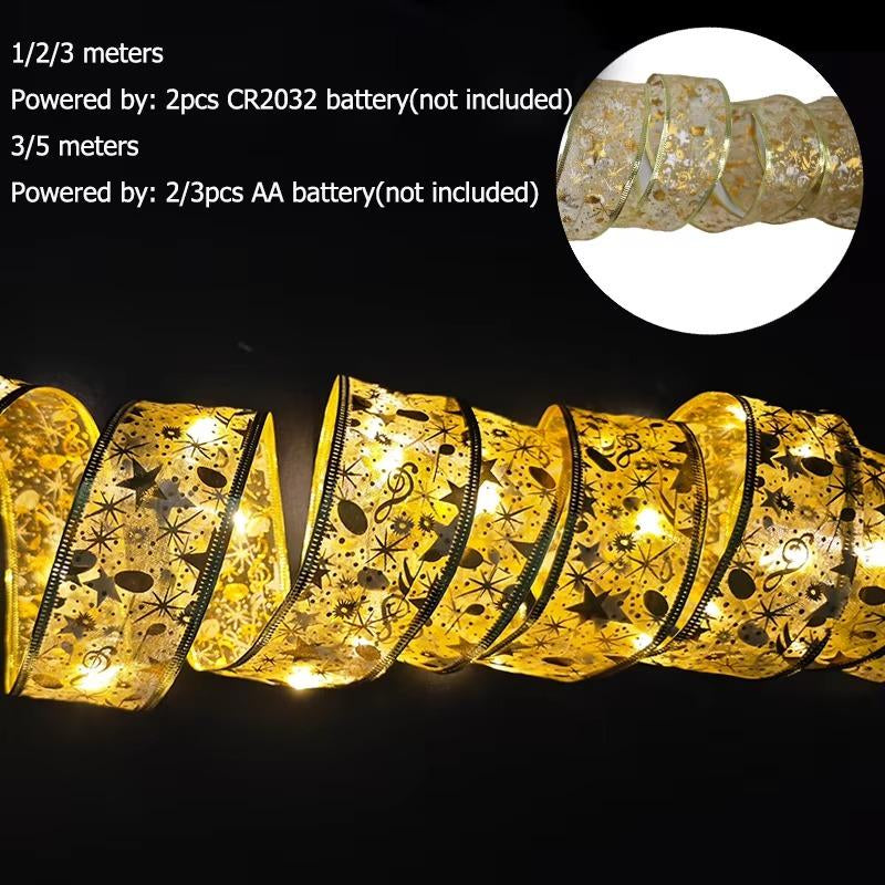 5M Navidad LED Fairy Ribbon Light Christmas Tree Decor LED String Lights Xmas Home Garden Supplies New Year 2025