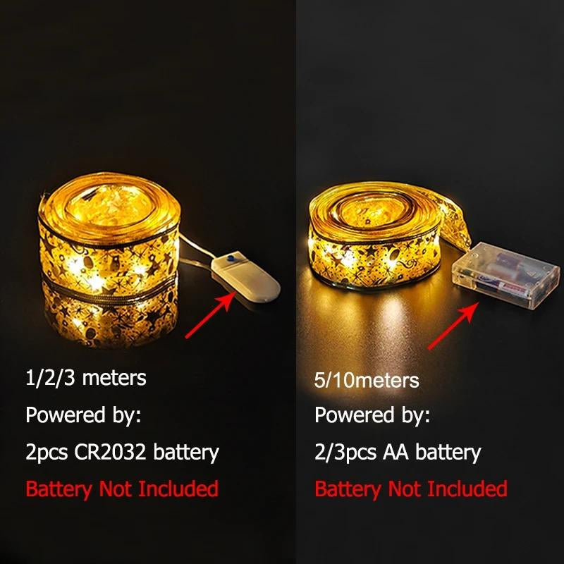 5M Navidad LED Fairy Ribbon Light Christmas Tree Decor LED String Lights Xmas Home Garden Supplies New Year 2025