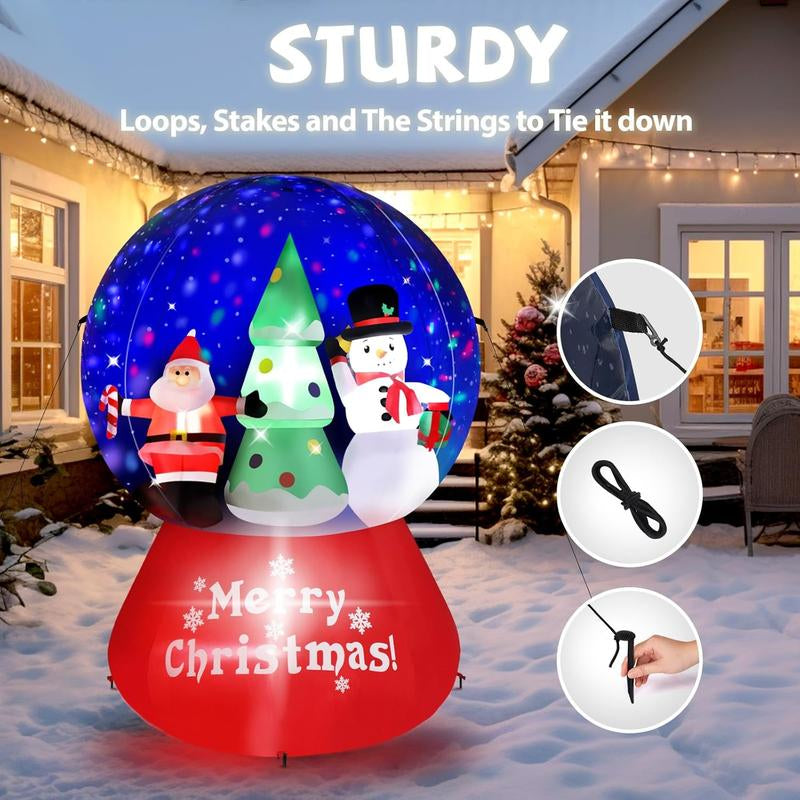 VINGLI 6Ft Tall Christmas Snow Ball Inflatable, Blow up Yard Decoration with Secure Stakes Storage Bag, Electric Blower Fan for Indoor Outdoor Garden Decor