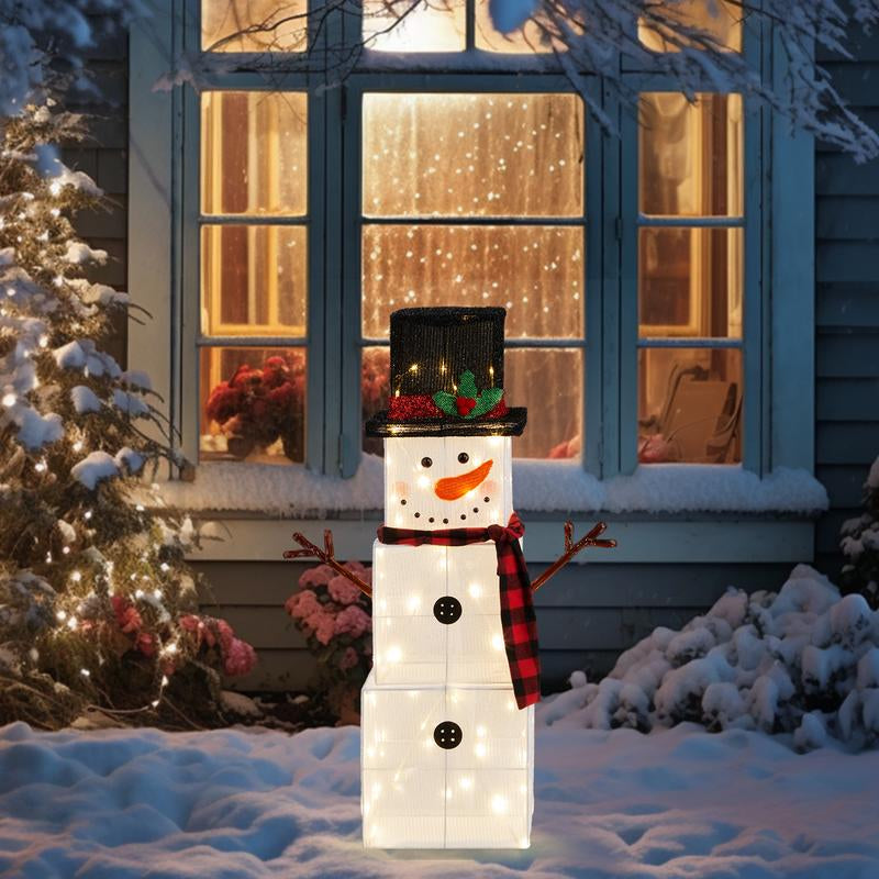 VINGLI 6FT Lighted Snowman Christmas Decorations outside with 200 LED Lights Pop-Up Ornaments for Party Holiday Indoor & Outdoor Use with Ground Stakes