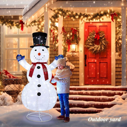 VINGLI 6FT Lighted Snowman Christmas Decorations outside with 200 LED Lights Pop-Up Ornaments for Party Holiday Indoor & Outdoor Use with Ground Stakes