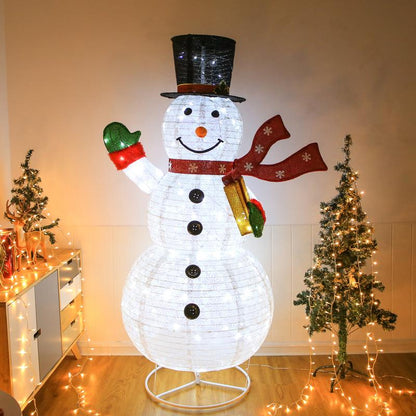 VINGLI 6FT Lighted Snowman Christmas Decorations outside with 200 LED Lights Pop-Up Ornaments for Party Holiday Indoor & Outdoor Use with Ground Stakes