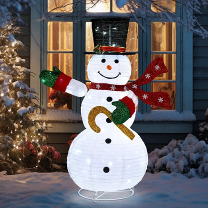 VINGLI 6FT Lighted Snowman Christmas Decorations outside with 200 LED Lights Pop-Up Ornaments for Party Holiday Indoor & Outdoor Use with Ground Stakes