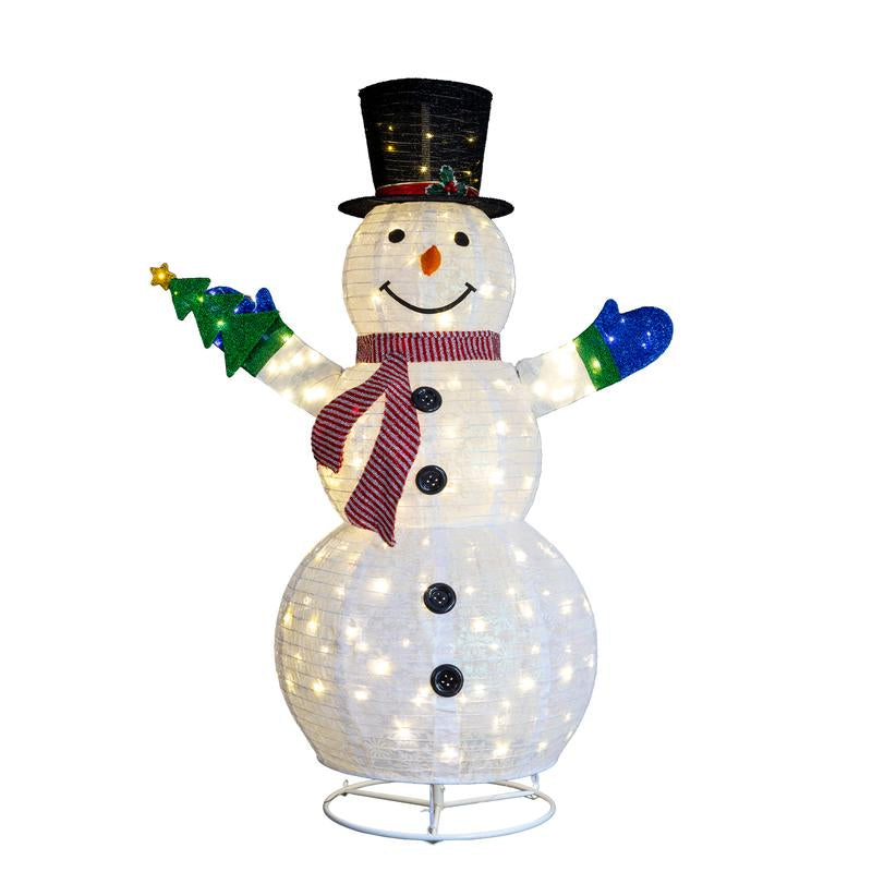 VINGLI 6FT Lighted Snowman Christmas Decorations outside with 200 LED Lights Pop-Up Ornaments for Party Holiday Indoor & Outdoor Use with Ground Stakes