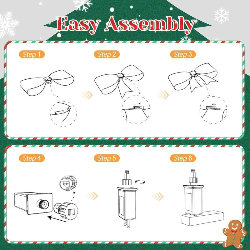 VINGLI Pre Lit Christmas Bow Decoration, Gaint Light up 3D Bow W/Led Light, Large Holiday Decor for Doorway Tree Topper Wearth Garland Stair Railing, Indoor/Outdoor