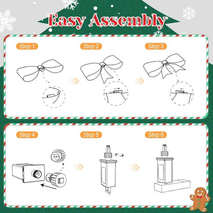 VINGLI Pre Lit Christmas Bow Decoration, Gaint Light up 3D Bow W/Led Light, Large Holiday Decor for Doorway Tree Topper Wearth Garland Stair Railing, Indoor/Outdoor