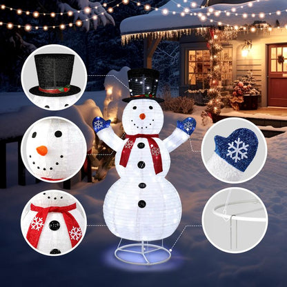 VINGLI 6FT Lighted Snowman Christmas Decorations outside with 200 LED Lights Pop-Up Ornaments for Party Holiday Indoor & Outdoor Use with Ground Stakes